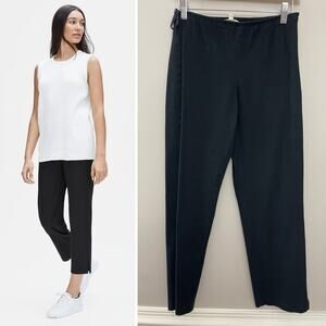 Eileen Fischer Lagenloook Minimalist Capsule Organic Cotton Black Slim Pant XS/S